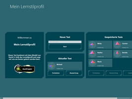 Start-Zentrale für neue Profiltests, zuletzt durchgeführtem Test und allen weiteren gespeicherten Tests.